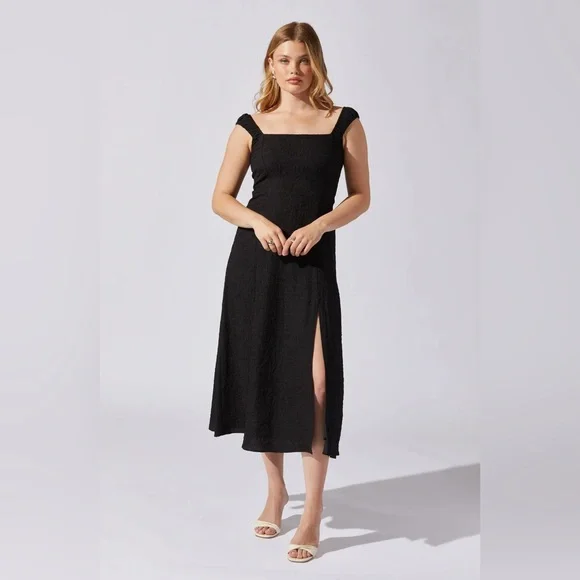 ASTR TIE BACK CRINKLE SHOULDER MIDI DRESS ❤️NWT IN STORES❤️ M=6/8 - Picture 4 of 8